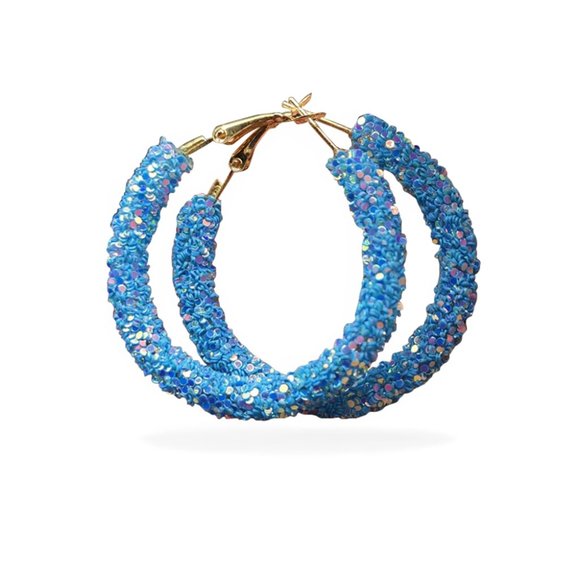 ๐ Colorful Summer Hoop Earrings - Blue - Picture 2 of 5